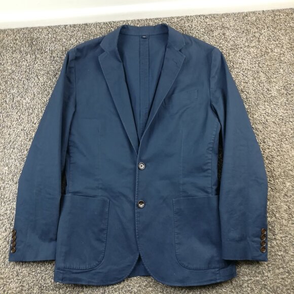 J Crew Suit Jacket Unstructured Chino Cotton Stretch Sport Coat Blue 38 Slim Fit